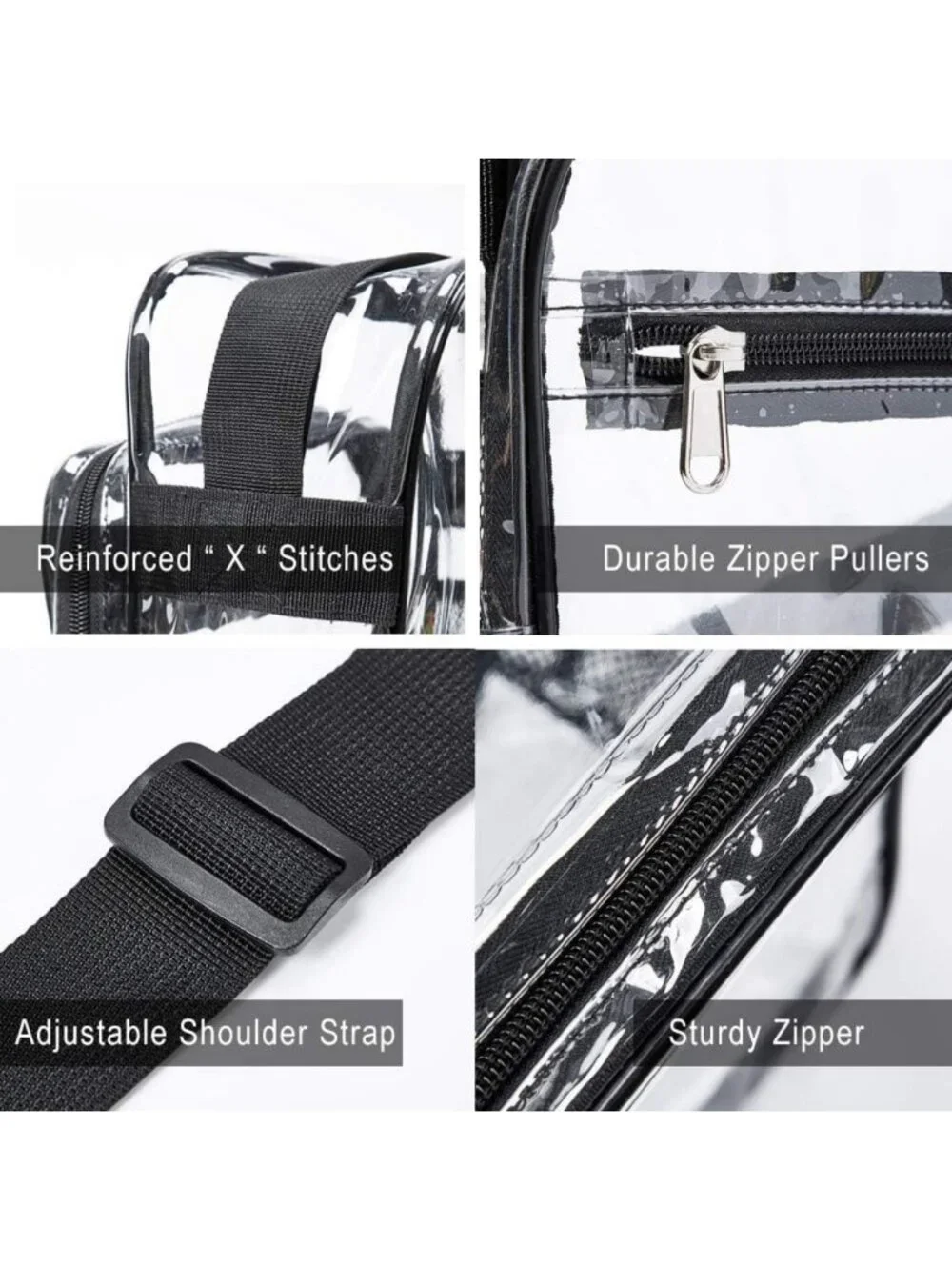Stadium Approved Clear Crossbody Bag - Adjustable Strap for Concerts & Sports
